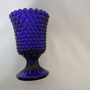 VintageBlue Hobnail Bubble Glass Votive